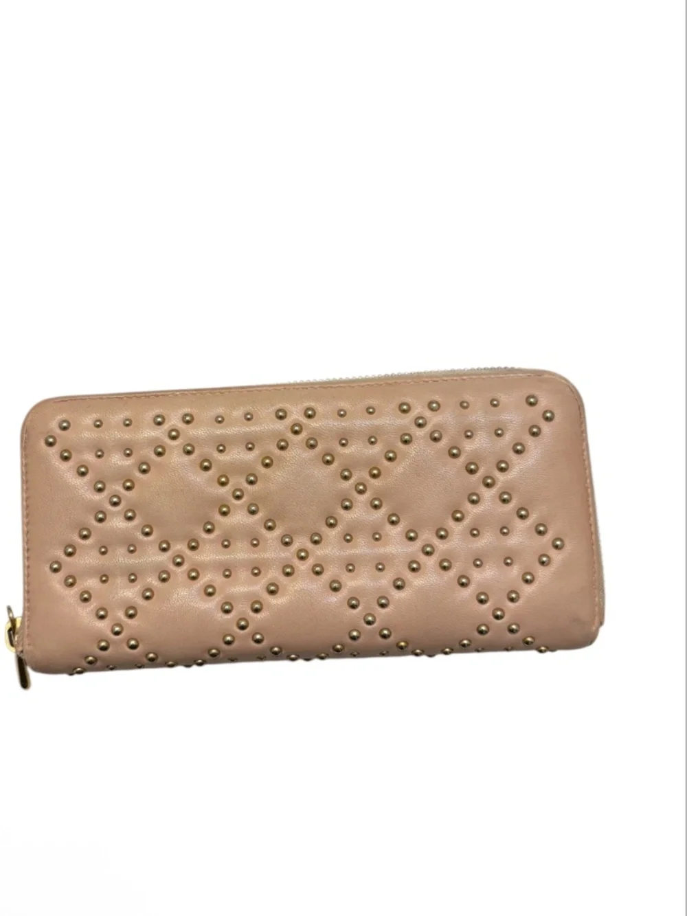 Dior pink studded zipper clutch bag wallet lady Dior